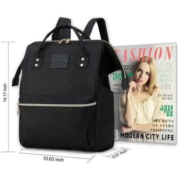 NEW Canvas Casual Backpack Black - Picture 6 of 7